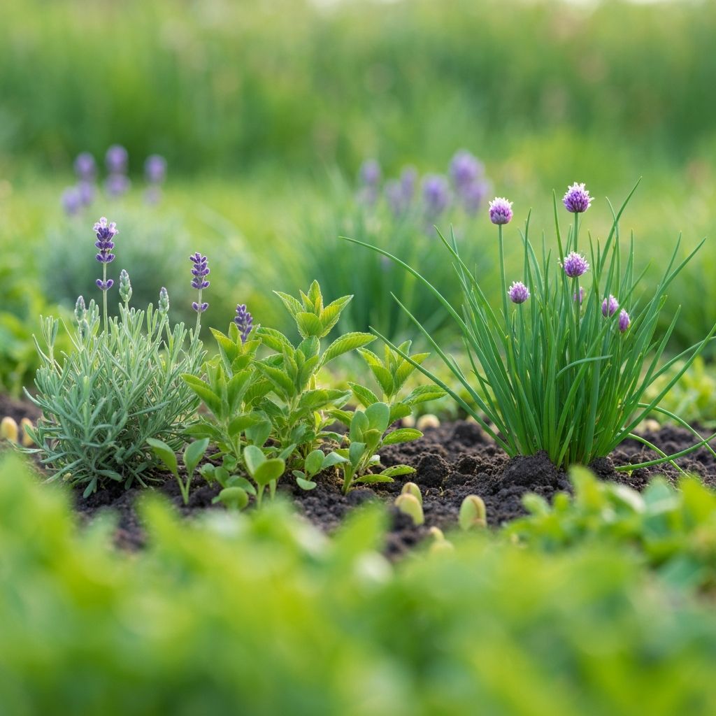Spring botanical garden with fresh emerging plants